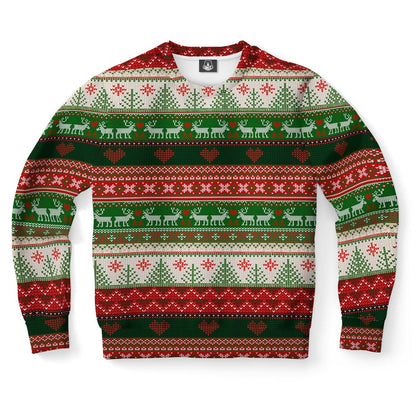 Reindeer In Love Pattern Ugly Christmas Sweater, Christmas Ugly Sweater, Sweater Xmas, Ugly Sweater