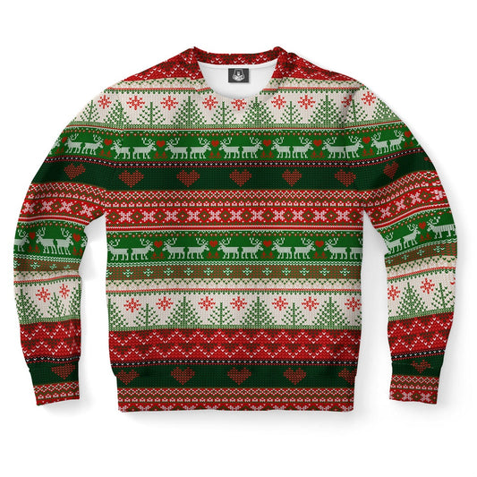 Reindeer In Love Pattern Ugly Christmas Sweater, Christmas Ugly Sweater, Sweater Xmas, Ugly Sweater