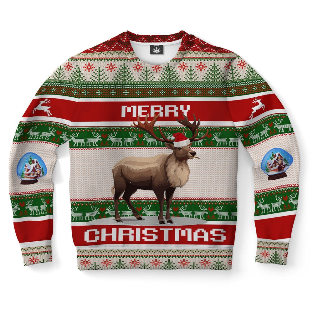Reindeer Smoking Cigar Ugly Christmas Sweater, Christmas Ugly Sweater, Sweater Xmas, Ugly Sweater