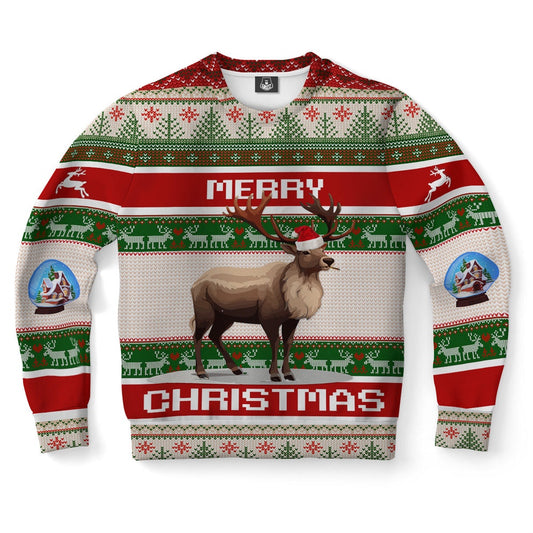 Reindeer Smoking Cigar Ugly Christmas Sweater, Christmas Ugly Sweater, Sweater Xmas, Ugly Sweater