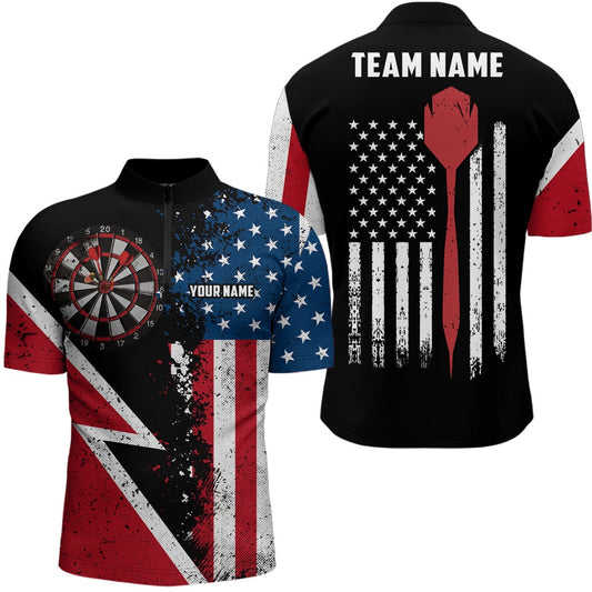 Retro American Flag Darts Jerseys Shirt Custom Patriotic Men Darts Shirt Dart Jersey, Darts Team Jersey Shirt
