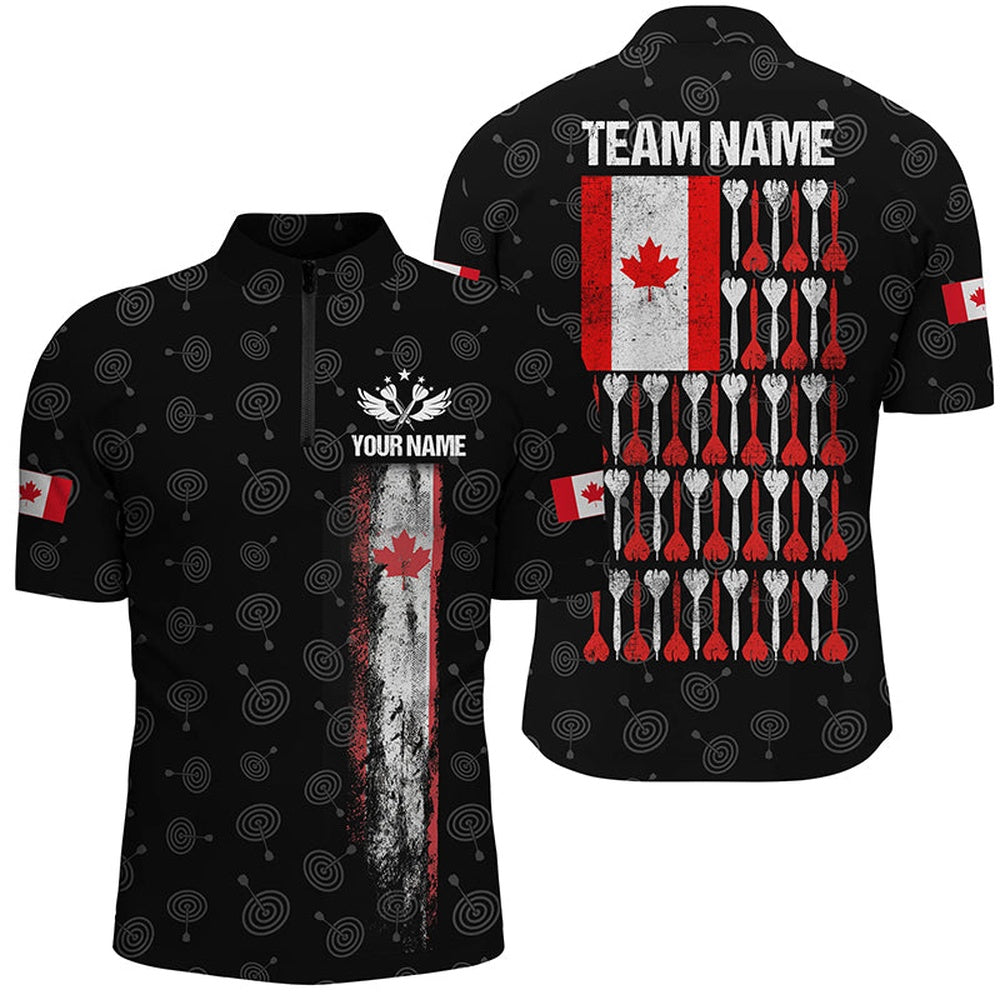 Retro Canada Flag Black Darts Jersey Shirt Custom Patriotic Darts Jersey For Me, Darts Team Jersey Shirt