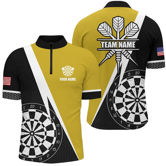 Retro Darts Board Men Darts Jerseys Shirts Custom Darts Team Jersey Uniform Yello, Darts Team Jersey Shirt