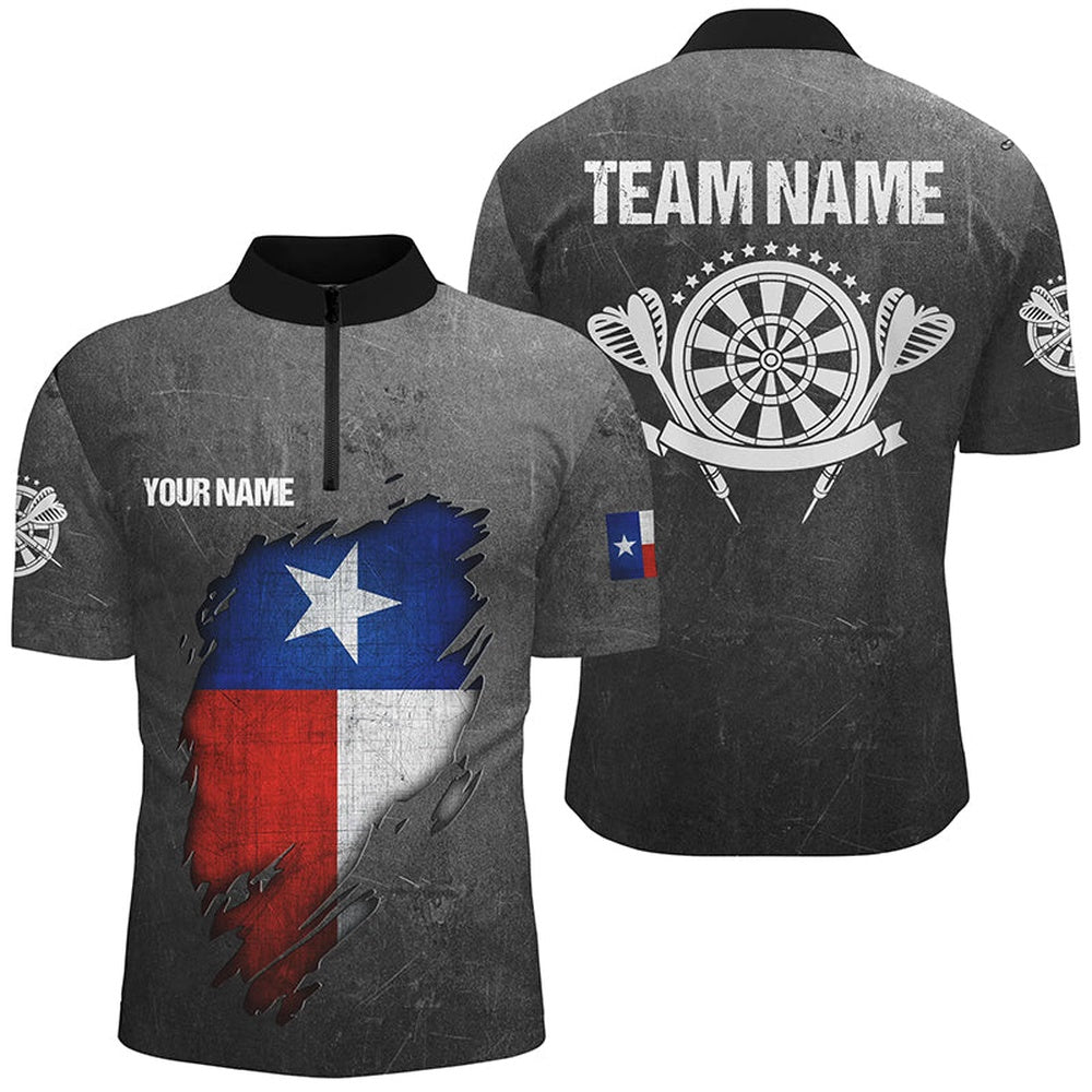Retro Grunge Texas Darts Men Jerseys Shirts Custom Patriotic Texas Flag Darts Jersey, Darts Team Jersey Shirt