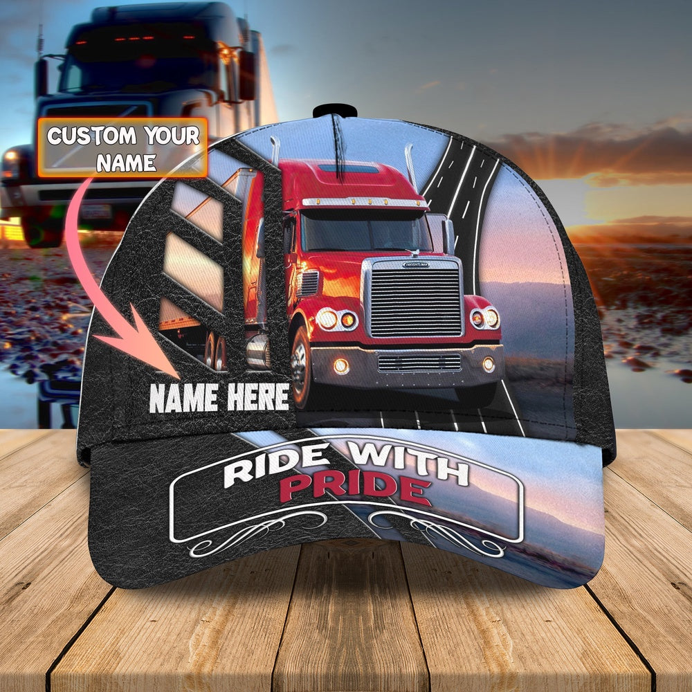 Ride With Pride Trucker Customized Name 3D Cap, Farmer Cap, Cap For Farmers, Best Farm Hat, Farm Use Hat