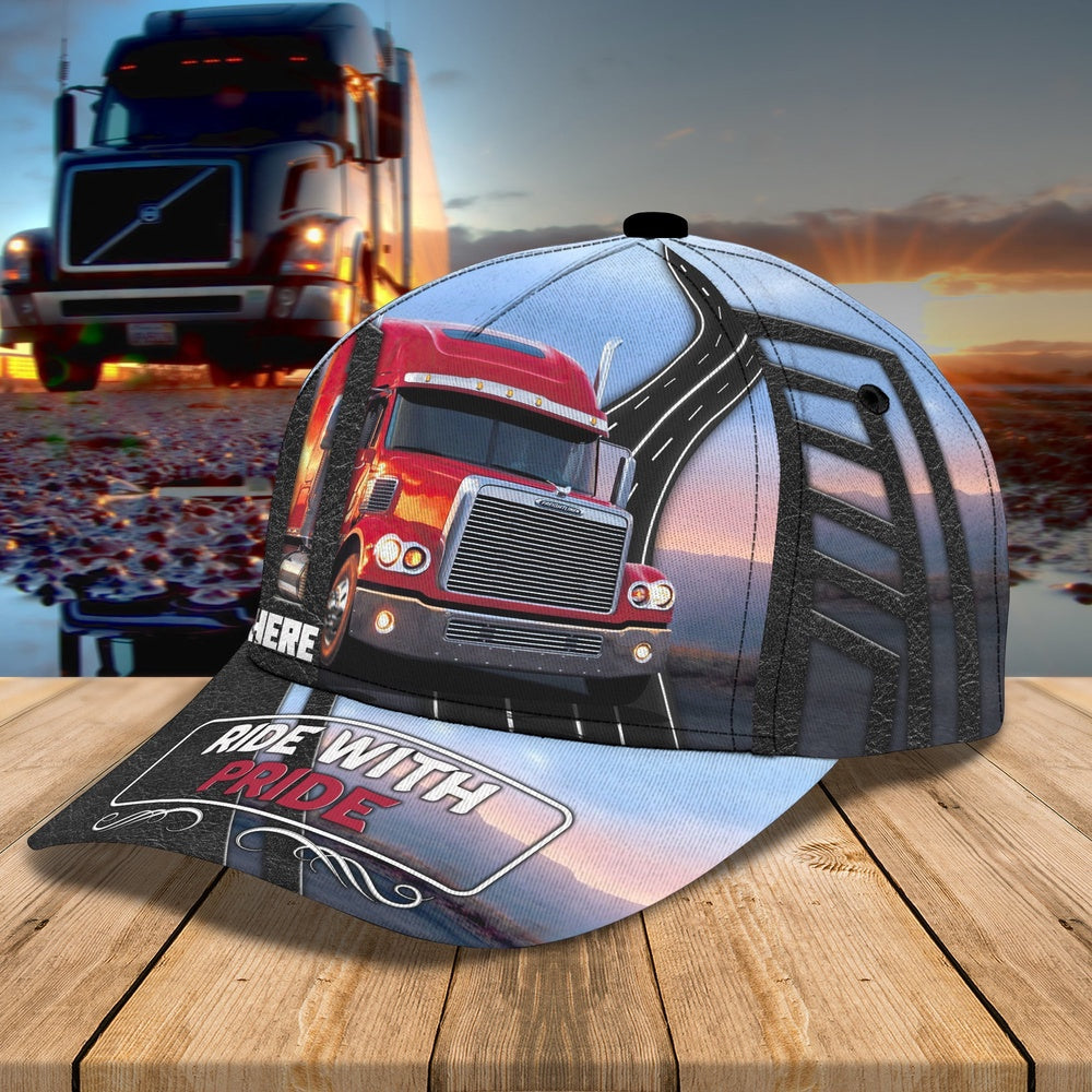 Ride With Pride Trucker Customized Name 3D Cap, Farmer Cap, Cap For Farmers, Best Farm Hat, Farm Use Hat