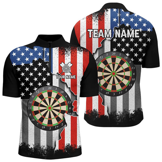Ripped Retro Us Flag Darts Jersey Shirt Custom Patriotic Mens Darts Shirt Dart Jersey, Darts Team Jersey Shirt