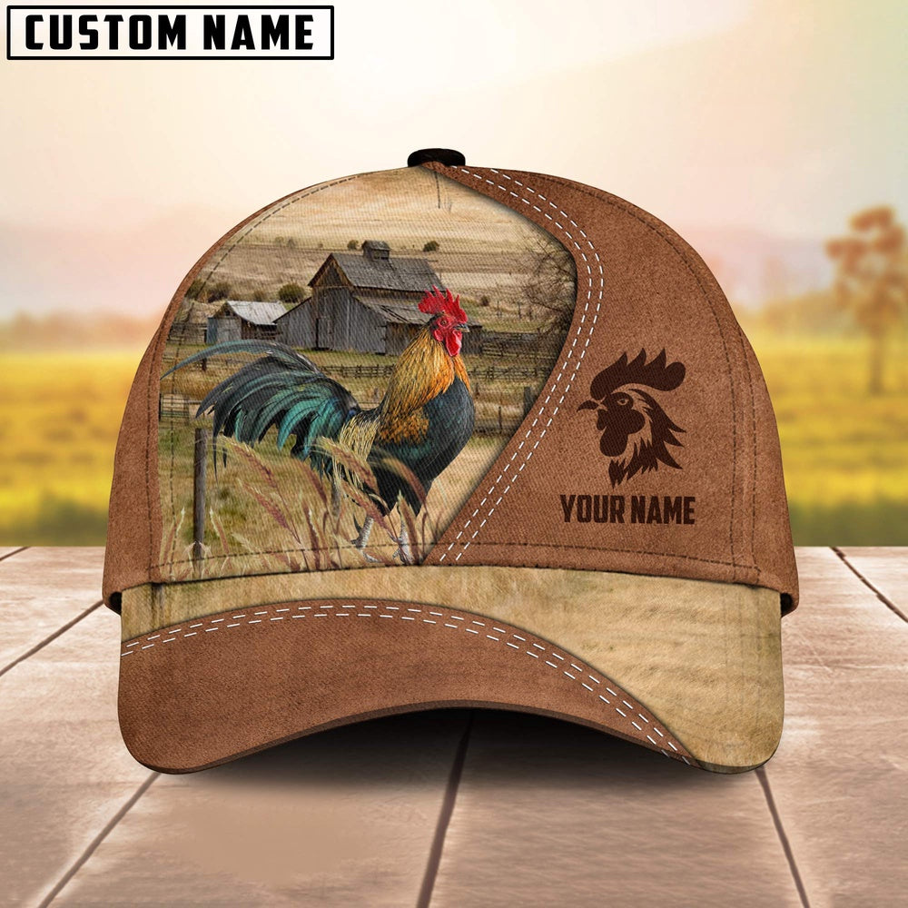 Rooster Customized Name Brown Cap, Farmer Cap, Cap For Farmers, Best Farm Hat, Farm Use Hat