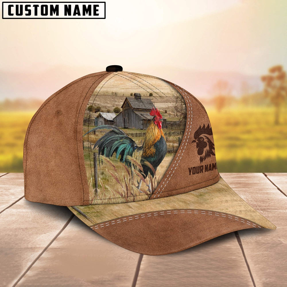 Rooster Customized Name Brown Cap, Farmer Cap, Cap For Farmers, Best Farm Hat, Farm Use Hat