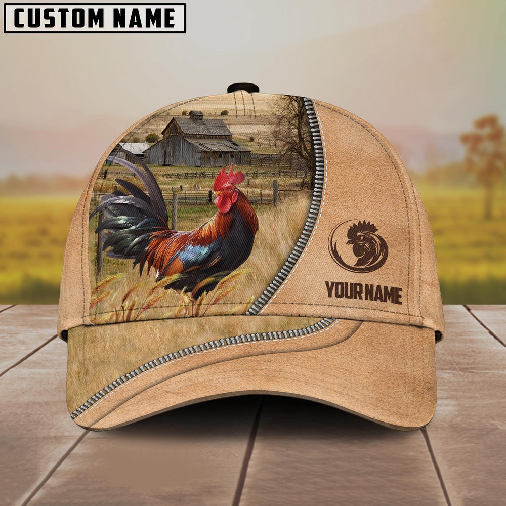 Rooster Farming Light Brown Customized Name Cap, Farmer Cap, Cap For Farmers, Best Farm Hat, Farm Use Hat