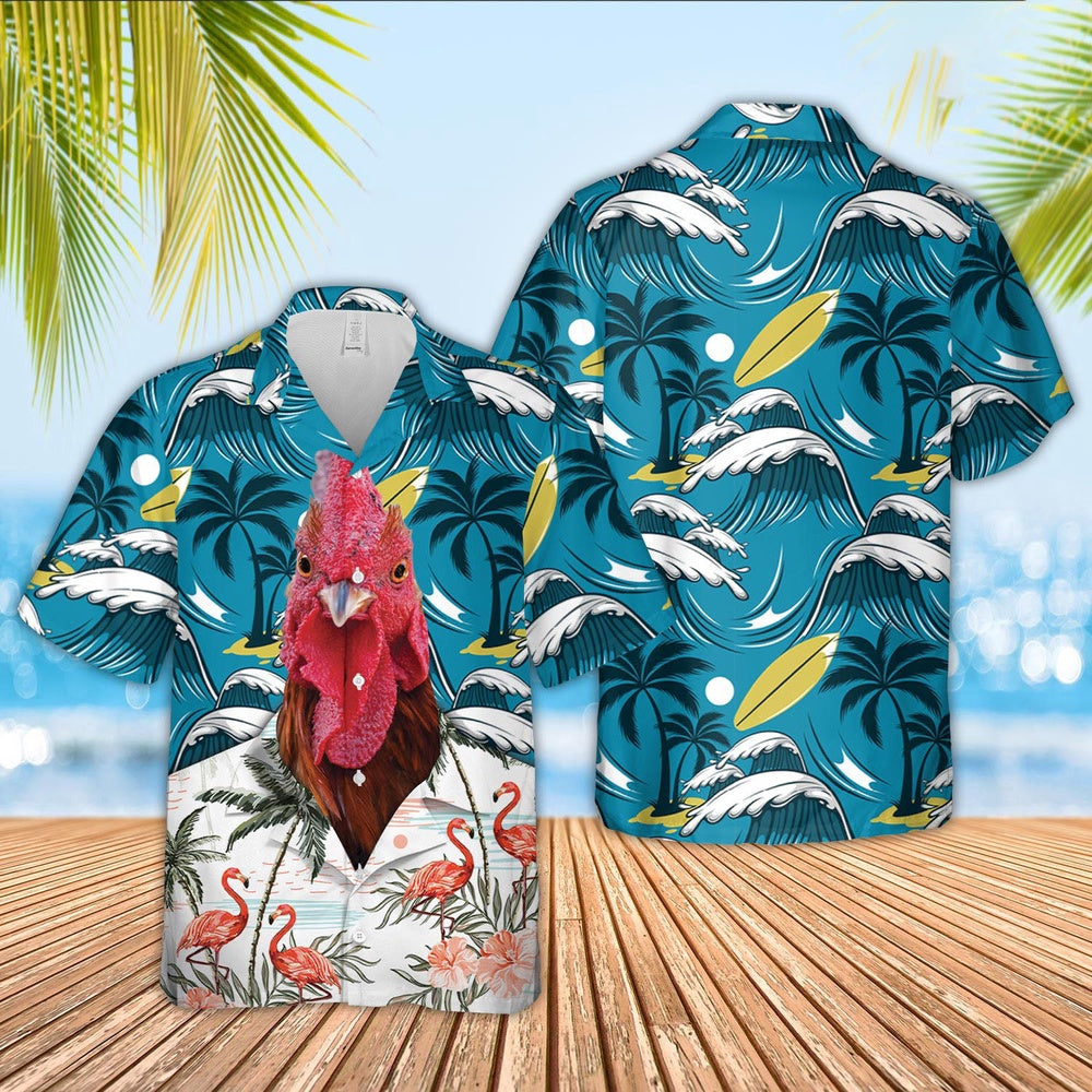 Rooster Funny Hawaiian Shirt, Farm Hawaiian Shirt, Farmer Hawaii