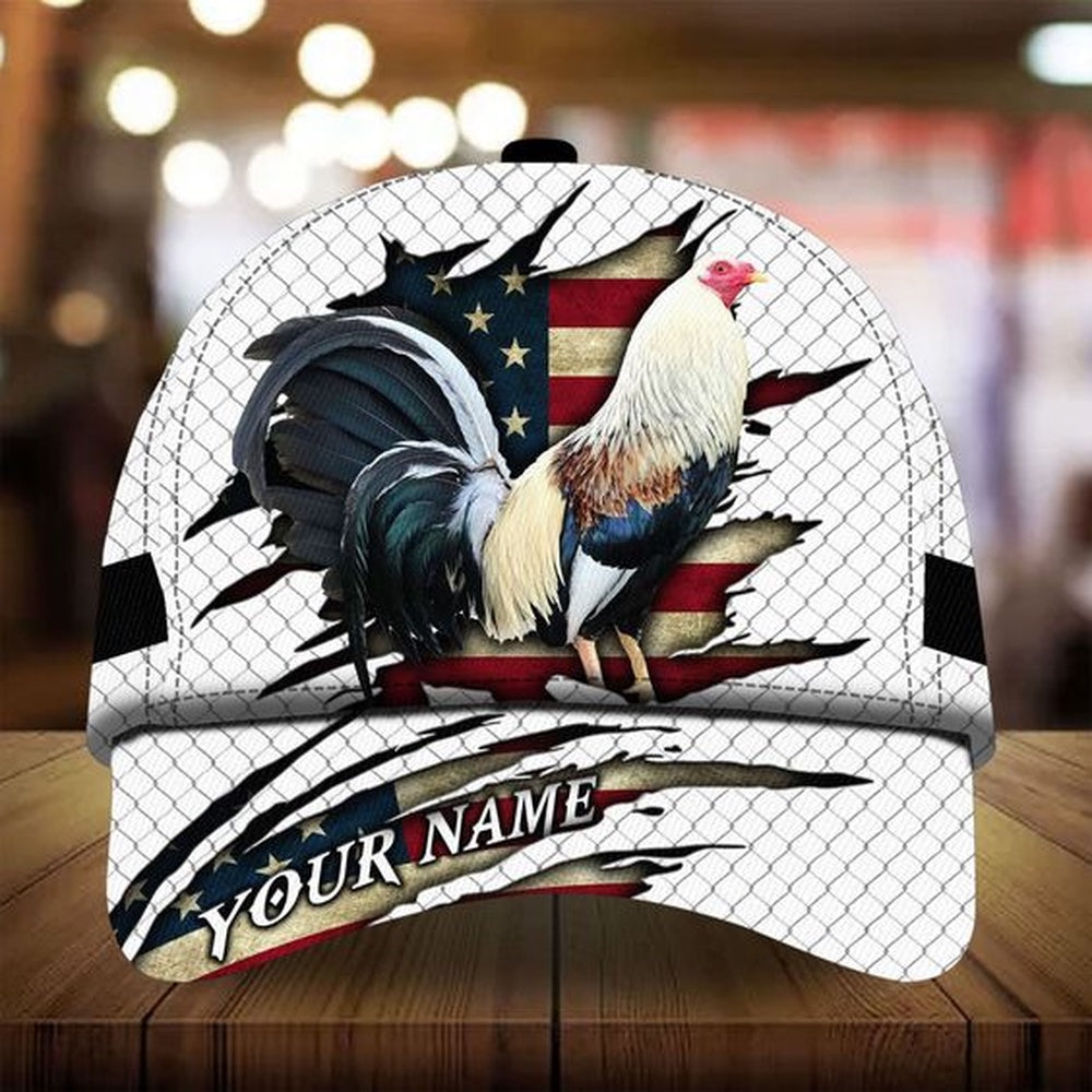 Rooster U.S Flag Custom Name Farm 3D Cap, Farmer Cap, Cap For Farmers, Best Farm Hat, Farm Use Hat