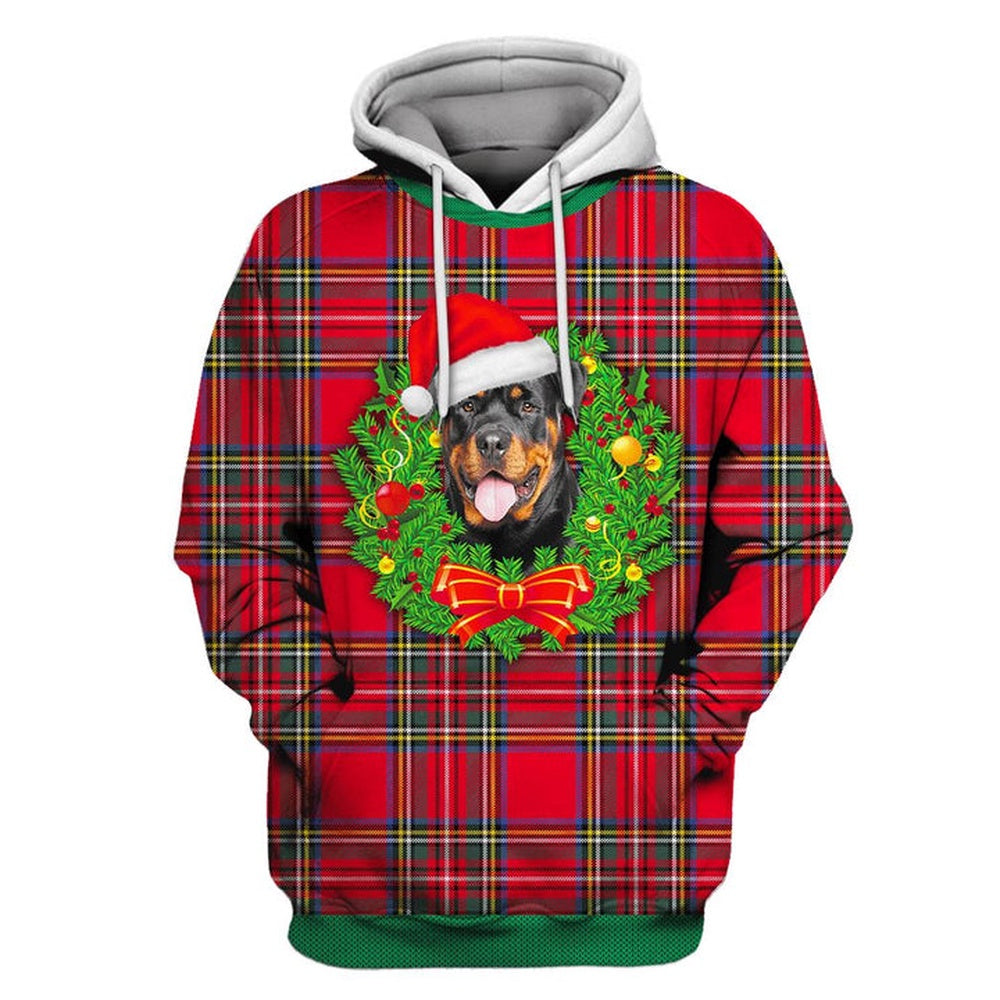 Rottweiler Dog On Christmas All Over Print Shirt, Christmas Hoodie, Christmas Sweatshirt