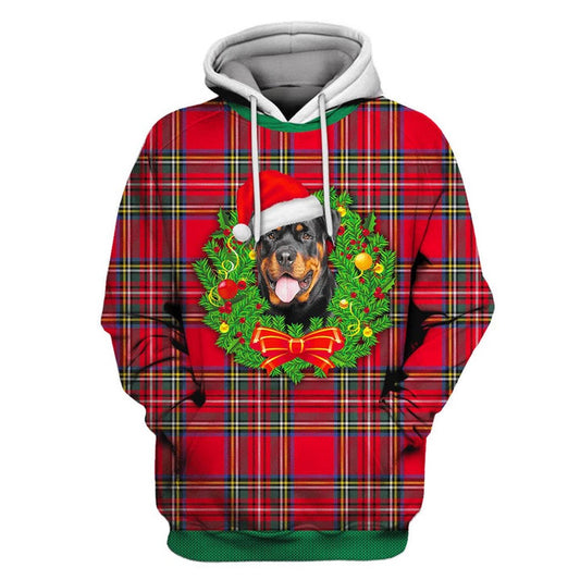 Rottweiler Dog On Christmas All Over Print Shirt, Christmas Hoodie, Christmas Sweatshirt