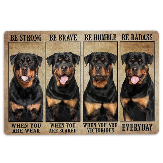 Rottweiler Welcome Doormat, Be Strong Brave Humble Badass Rottweiler Dog Gift For Dog Lovers Welcome Doormat, Indoor Outdoor Doormat Home Decor