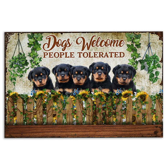 Rottweiler Welcome Doormat, Funny Dogs Welcome People Tolerated Rottweiler Dog Welcome Doormat, Indoor Outdoor Doormat Home Decor
