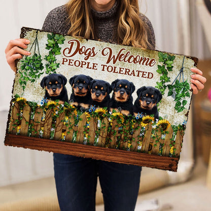 Rottweiler Welcome Doormat, Funny Dogs Welcome People Tolerated Rottweiler Dog Welcome Doormat, Indoor Outdoor Doormat Home Decor