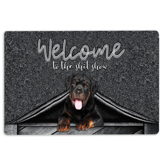 Rottweiler Welcome Doormat, Rottweiler Dog Welcome to The Shitshow Gifts For Dog Lovers Welcome Doormat, Indoor Outdoor Doormat Home Decor