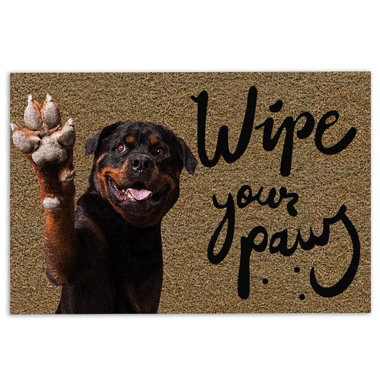Rottweiler Welcome Doormat, Wipe Your Paws Funny Rottweiler Dog Puppy Gift For Dog Lover Welcome Doormat, Indoor Outdoor Doormat Home Decor