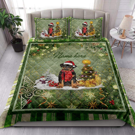 Rottweilermas Tree String Lights Bedding Set, Christmas Beddings, Xmas Bedding Sets
