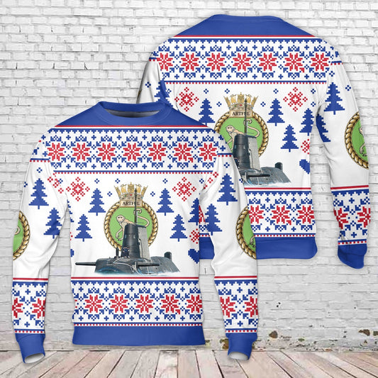 Royal Navy HMS Artful (S121) Astute-class nuclear-powered fleet submarine Christmas Sweater, Christmas Ugly Sweater, Sweater Xmas, Ugly Sweater