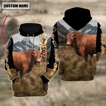 Salers Cattle 3D Customized Hoodie, Farmer Hoodie, Custom Farm Shirts, Farmer T Shirt