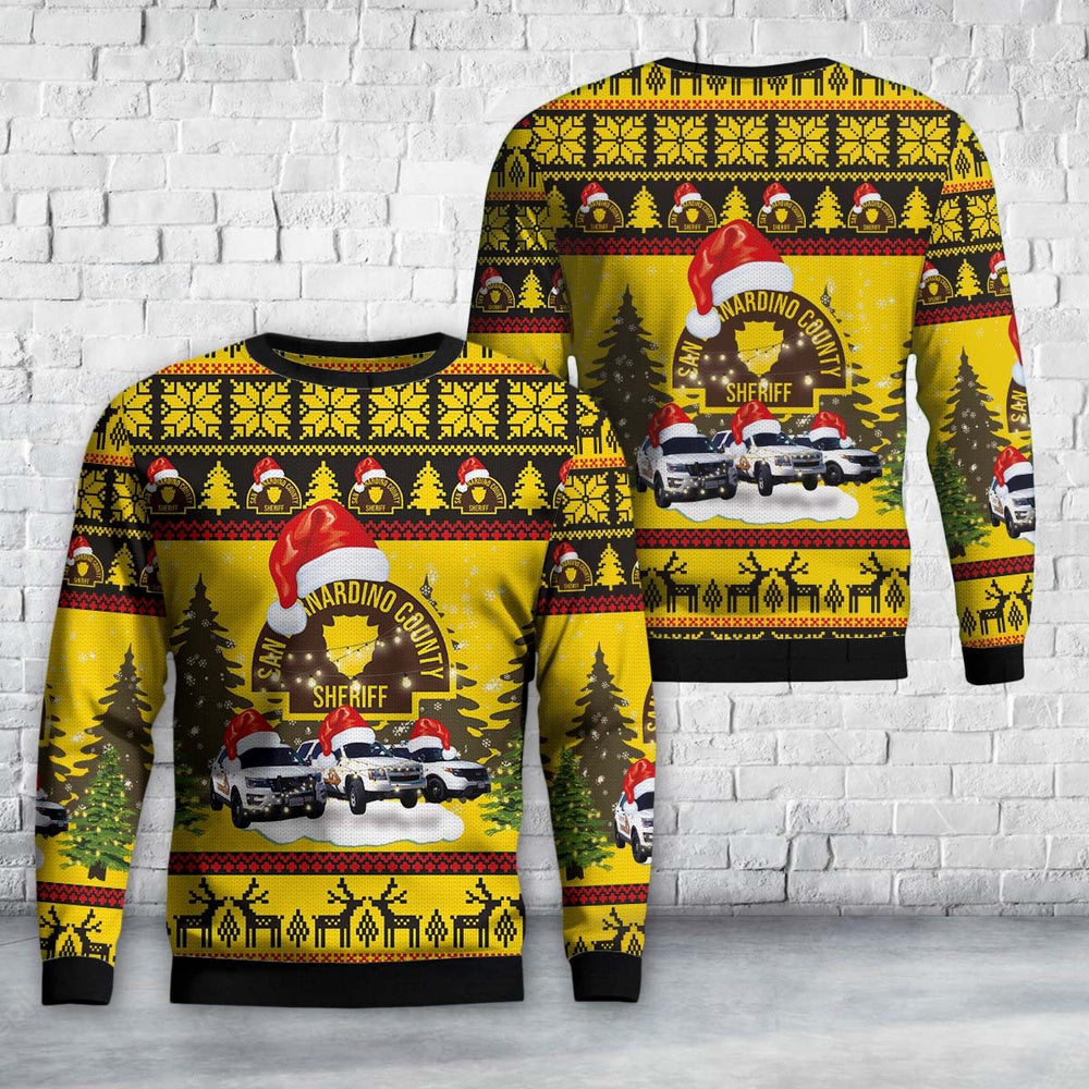 San Bernardino County, California, San Bernardino County Sheriff Car Christmas Sweater, Christmas Ugly Sweater, Sweater Xmas, Ugly Sweater