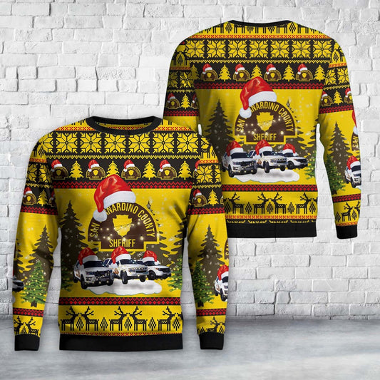 San Bernardino County, California, San Bernardino County Sheriff Car Christmas Sweater, Christmas Ugly Sweater, Sweater Xmas, Ugly Sweater