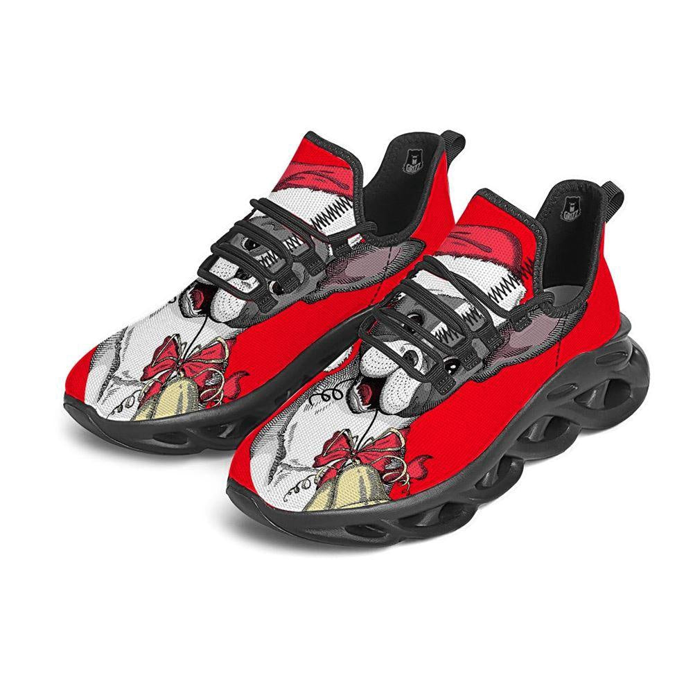 Santa Christmas French Bulldog Print Black Max Soul Shoes, Christmas Sneakers, Christmas Shoes, Christmas Clunky Sneaker