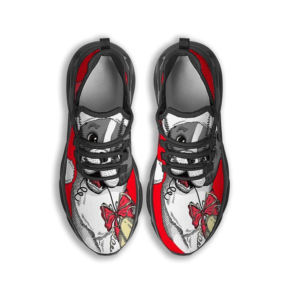 Santa Christmas French Bulldog Print Black Max Soul Shoes, Christmas Sneakers, Christmas Shoes, Christmas Clunky Sneaker