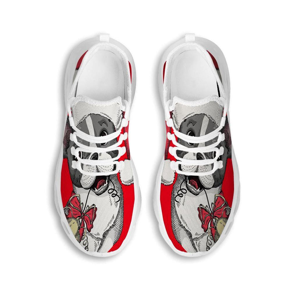 Santa Christmas French Bulldog Print White Max Soul Shoes, Christmas Sneakers, Christmas Shoes, Christmas Clunky Sneaker