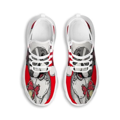 Santa Christmas French Bulldog Print White Max Soul Shoes, Christmas Sneakers, Christmas Shoes, Christmas Clunky Sneaker