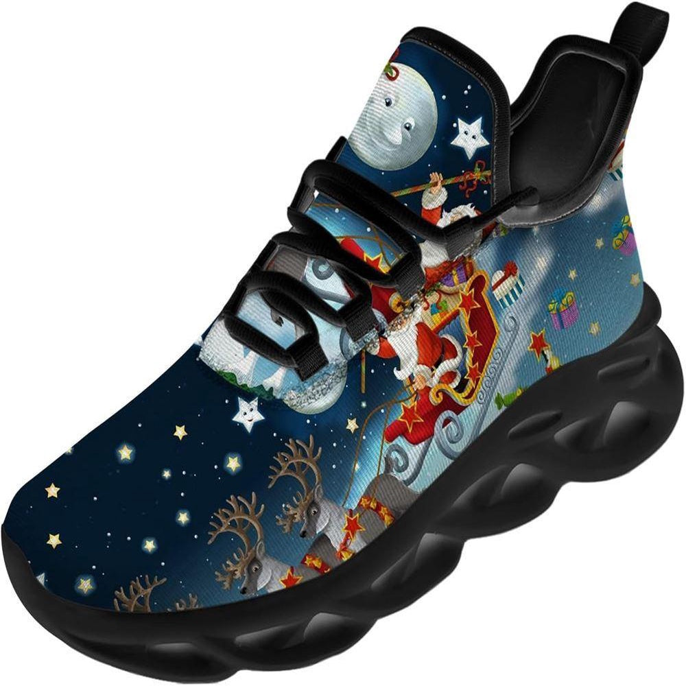 Santa Claus And His Reindeer On Christmas Night Max Soul Shoes, Christmas Sneakers, Christmas Shoes, Christmas Clunky Sneaker
