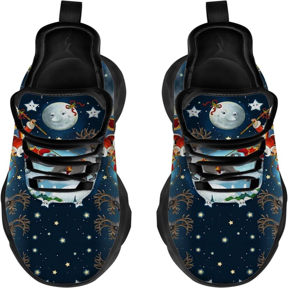 Santa Claus And His Reindeer On Christmas Night Max Soul Shoes, Christmas Sneakers, Christmas Shoes, Christmas Clunky Sneaker