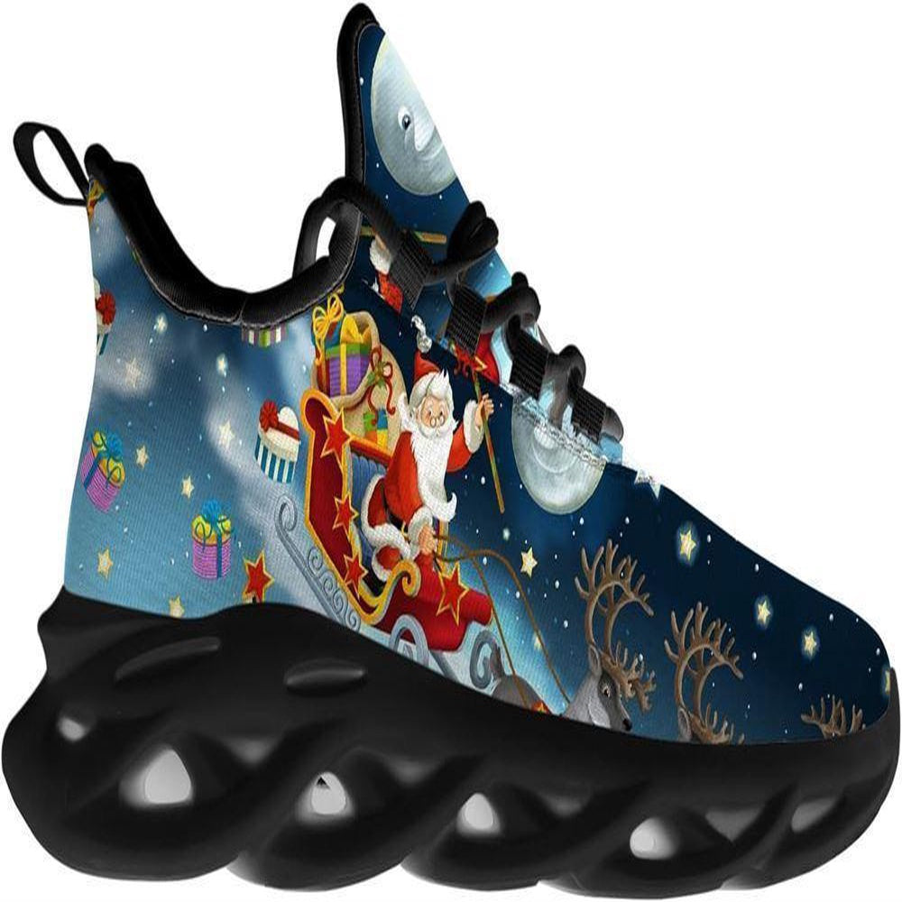 Santa Claus And His Reindeer On Christmas Night Max Soul Shoes, Christmas Sneakers, Christmas Shoes, Christmas Clunky Sneaker