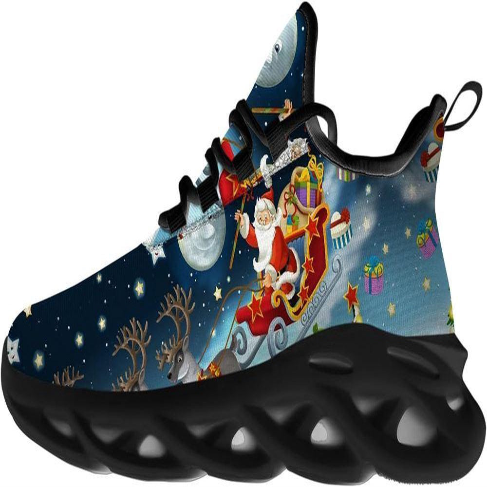 Santa Claus And His Reindeer On Christmas Night Max Soul Shoes, Christmas Sneakers, Christmas Shoes, Christmas Clunky Sneaker