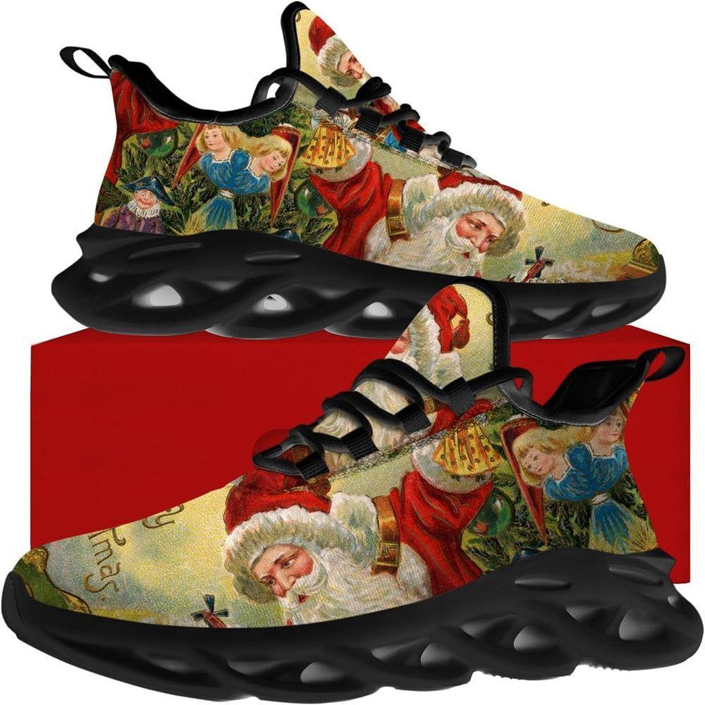 Santa Claus And The Children Merry Christmas Max Soul Shoes, Christmas Sneakers, Christmas Shoes, Christmas Clunky Sneaker