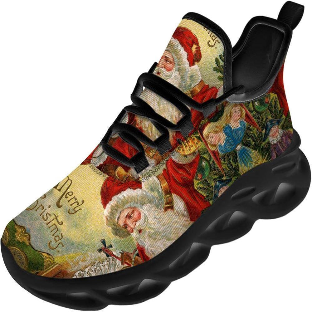 Santa Claus And The Children Merry Christmas Max Soul Shoes, Christmas Sneakers, Christmas Shoes, Christmas Clunky Sneaker