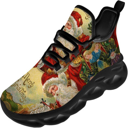 Santa Claus And The Children Merry Christmas Max Soul Shoes, Christmas Sneakers, Christmas Shoes, Christmas Clunky Sneaker