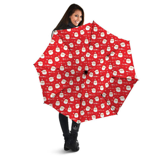 Santa Claus Christmas Print Pattern Umbrella, Christmas Umbrella, Xmas Umbrella
