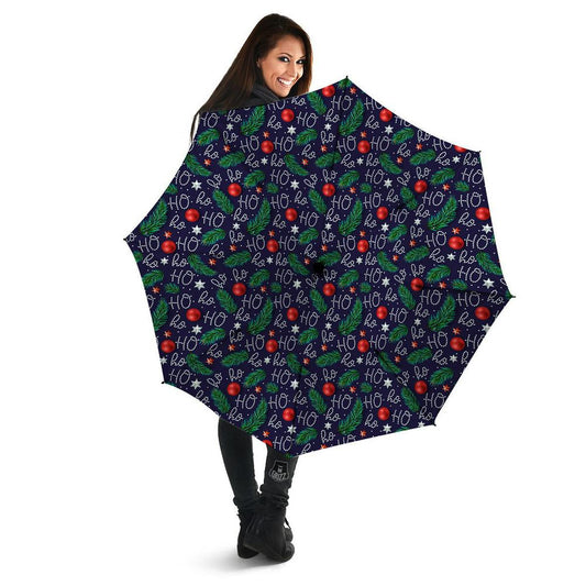 Santa Claus Laugh Christmas Hohoho Print Umbrella, Christmas Umbrella, Xmas Umbrella