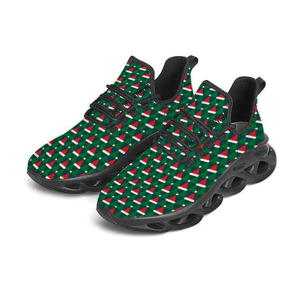 Santa Hats Christmas Print Pattern Black Max Soul Shoes, Christmas Sneakers, Christmas Shoes, Christmas Clunky Sneaker