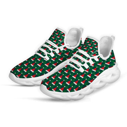 Santa Hats Christmas Print Pattern White Max Soul Shoes, Christmas Sneakers, Christmas Shoes, Christmas Clunky Sneaker