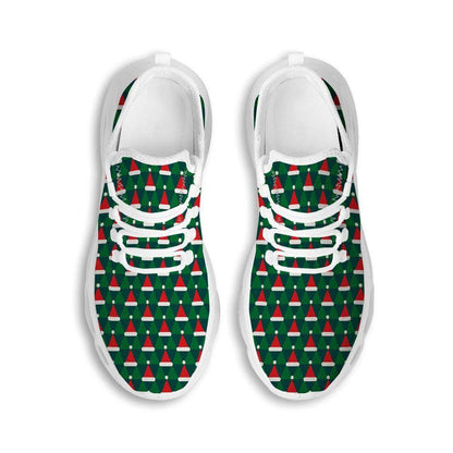 Santa Hats Christmas Print Pattern White Max Soul Shoes, Christmas Sneakers, Christmas Shoes, Christmas Clunky Sneaker