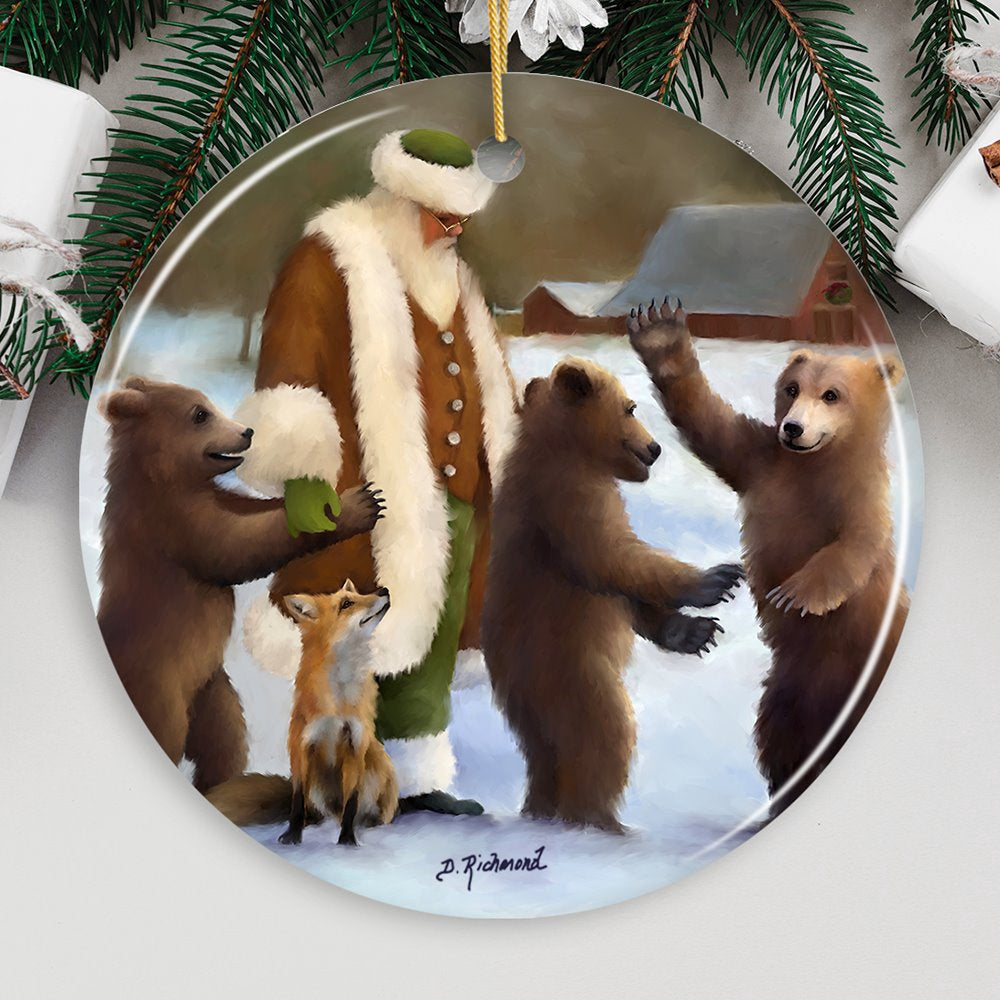 Santa and his Bears Folklore Christmas Ornament, Christmas Ornament