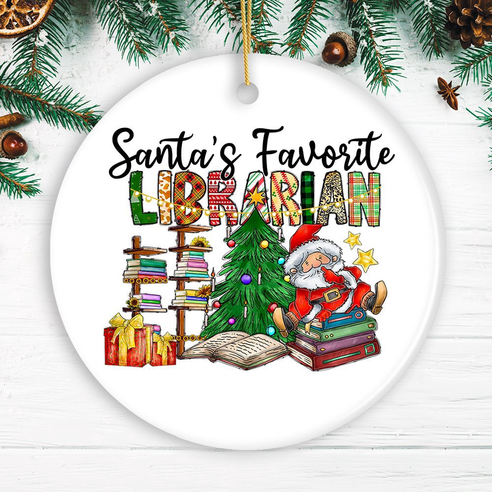 Santa’s Favorite Librarian Christmas Ornament, Fun Library Gift, Christmas Ornament