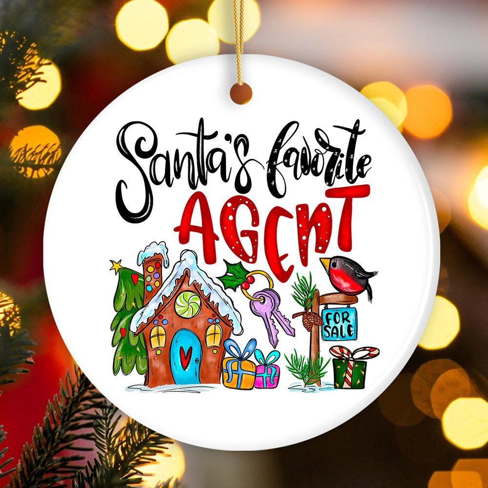 Santa’s Favorite Real Estate Agent, Appreciation Gift for Realtor and Sales Closing, Christmas Ornament