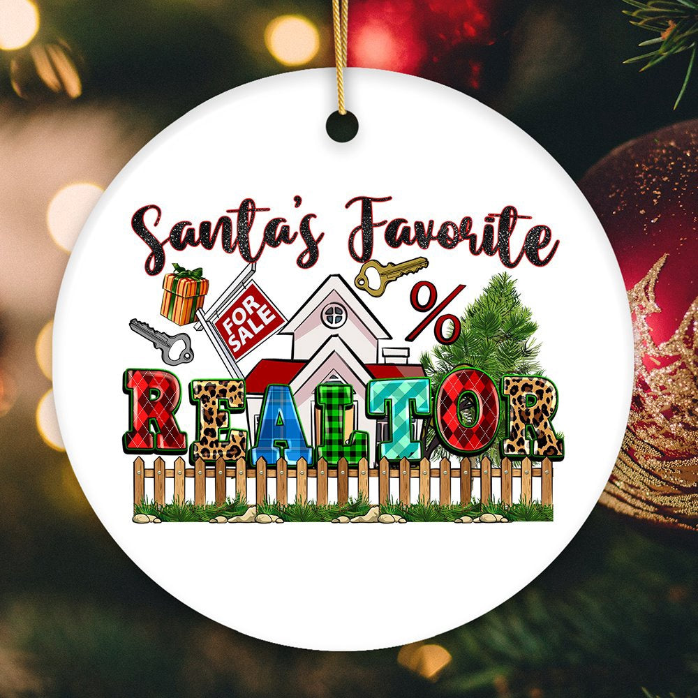 Santa’s Favorite Realtor Christmas Ornament, Real Estate Agent Gift, Christmas Ornament