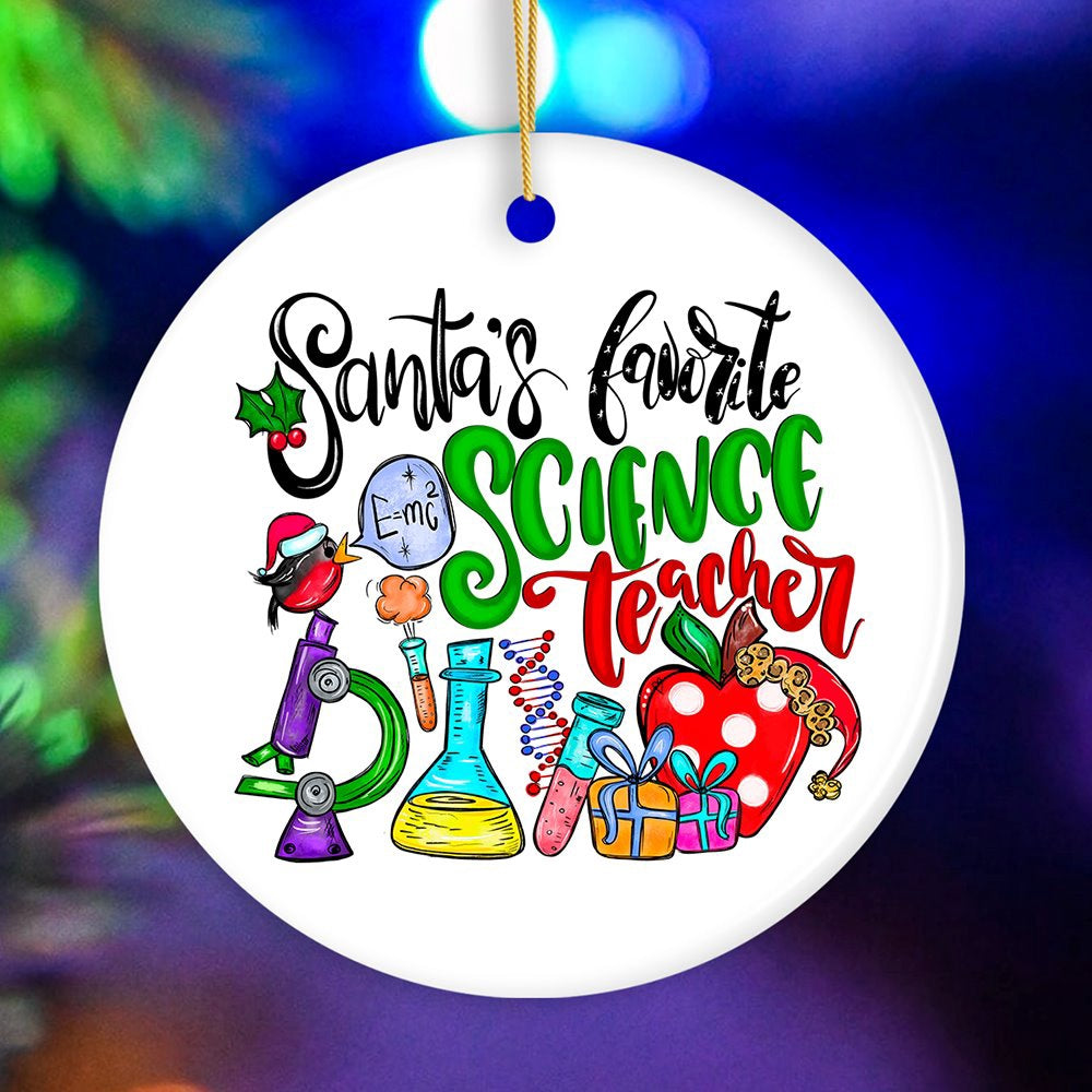 Santa’s Favorite Science Teacher Christmas Ornament, Chemistry, Physics and Biology, Christmas Ornament
