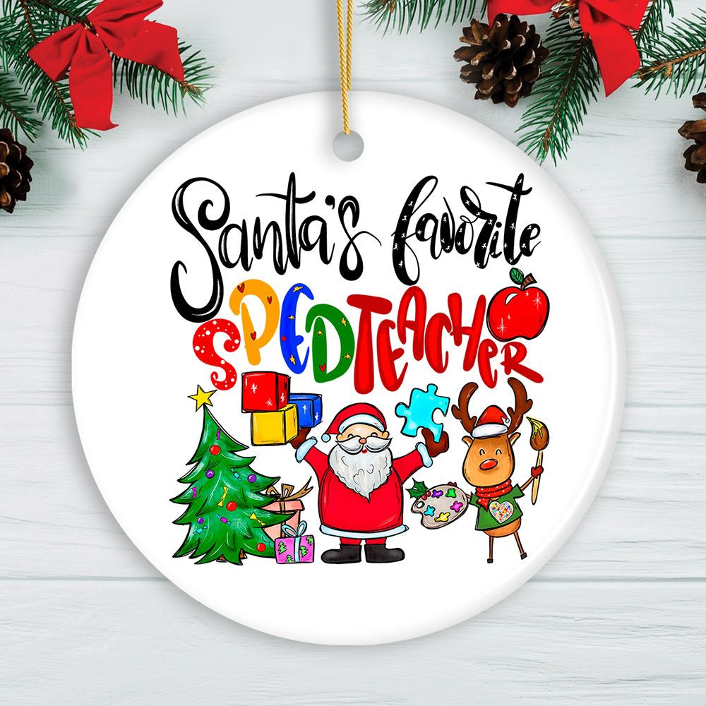 Santa’s Favorite Special Education Teacher Christmas Ornament, Children with Autism Gift, Christmas Ornament